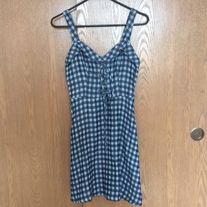 Lace Up Blue Gingham Dress